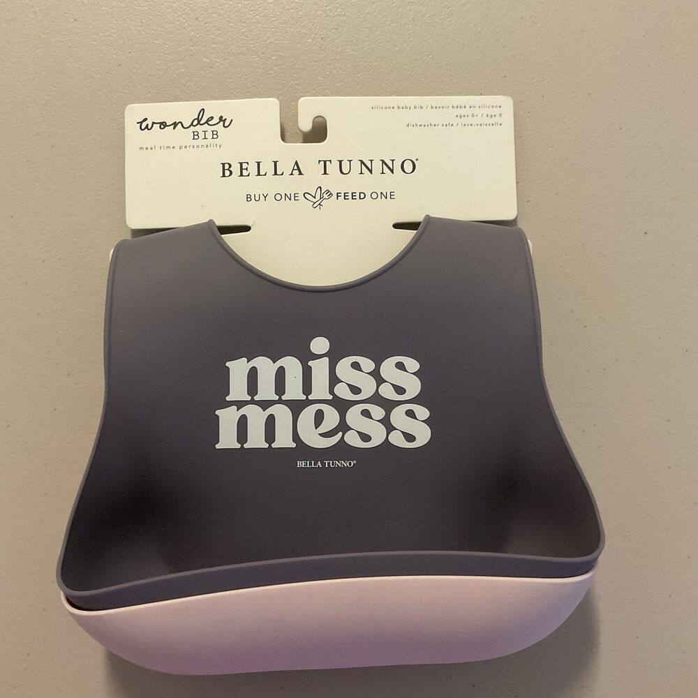 Bella Tunno Miss Mess + Love you a Brunch Wonder Bib Set Gray Pink New